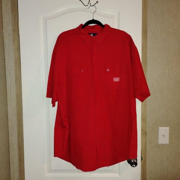 Men's red Sz 3X short sleeve Rocaware Classic button up shirt. - Picture 1 of 5